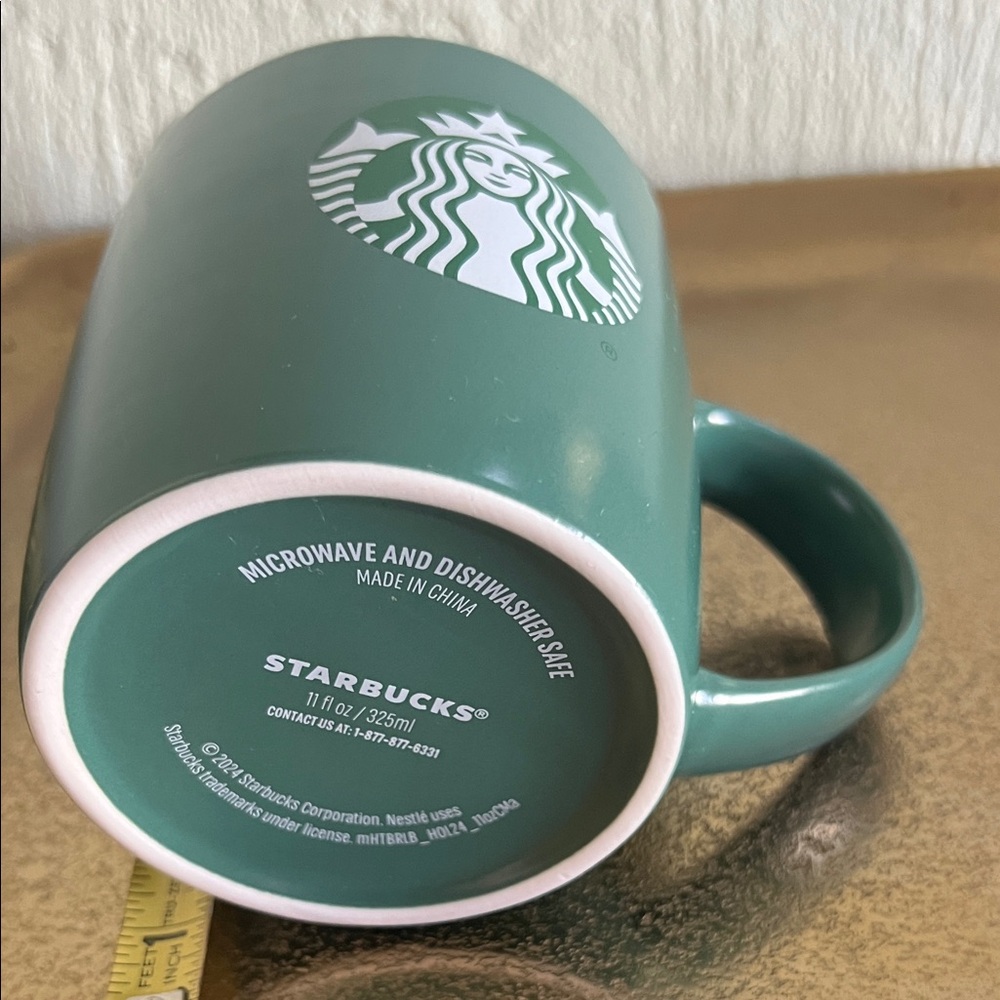 #1449: Starbucks Green Ceramic Mug 11 Fl oz /325 ml 2024 - Picture 3 of 5